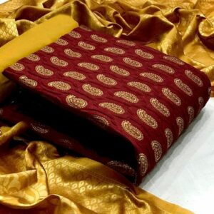 Suits & Dress Material Fab Kudi Women’s Maroon Banarasi Silk Jacquard woven Unstitched Salwar Suit Material