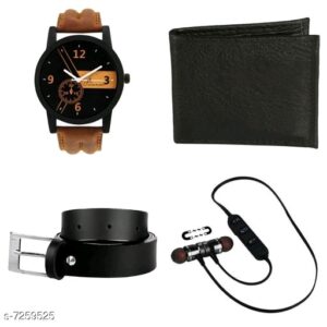 Accessories multiple combos with synthetic strap watch for men