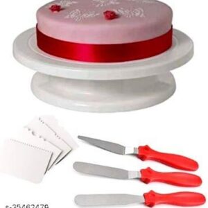 Dining & Serveware plastic cake tools decorating 360 round easy rotate turntable revolving cake decorating turntable stand (cake stand + scrapper + knife)