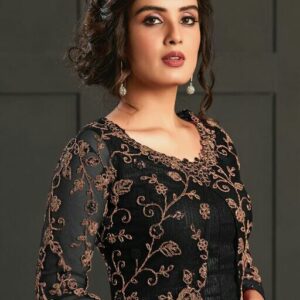 Suits & Dress Material Black net semi stitched salwar suit with dupatta